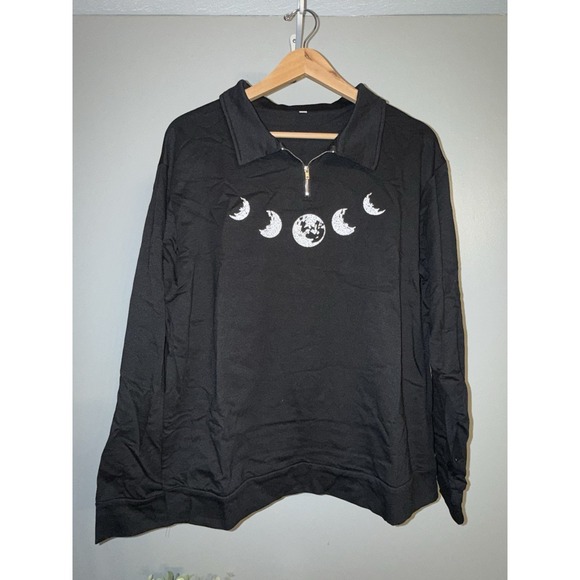 New Moon Phases Sweatshirt Quarter zip Size XL Witchy Goth Astrology Whimsical - Picture 3 of 7